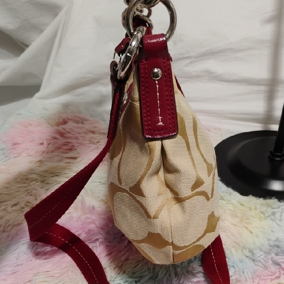 NWOT Coach Red & Tan Demi Stripe Shoulder/Crossbody Bag - Picture 8 of 14